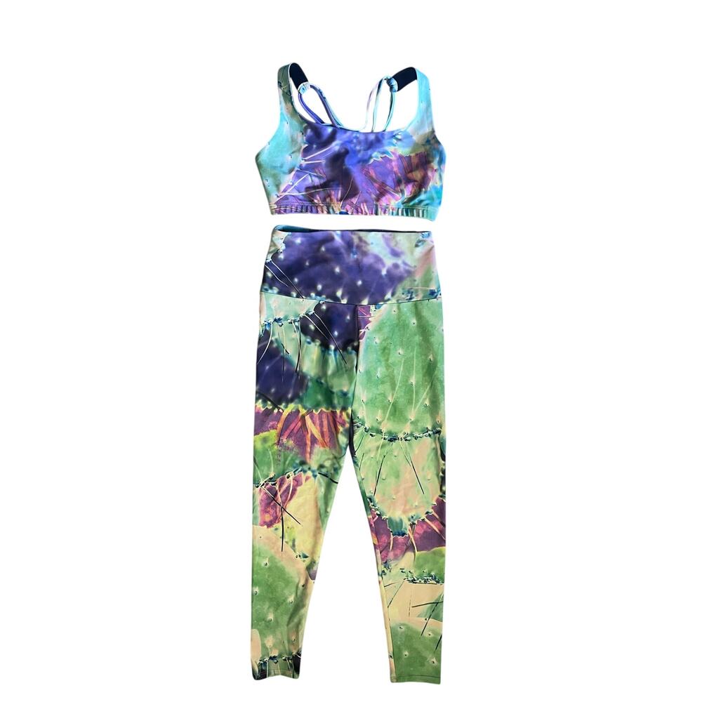Onzie Agave Print Matching Set Sports Bra (S/M) & Leggings (XS) Activewear